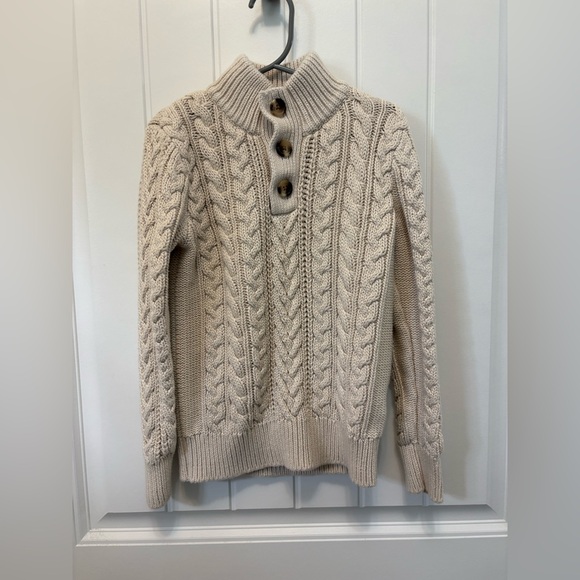 GAP Beige Cable Knit Turtleneck Sweater. Size Small (6-7). - Picture 1 of 7
